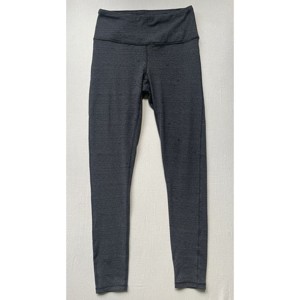 Prana Size Small Womens Leggings  Stripe Print Black‎ Grey Textured Yoga